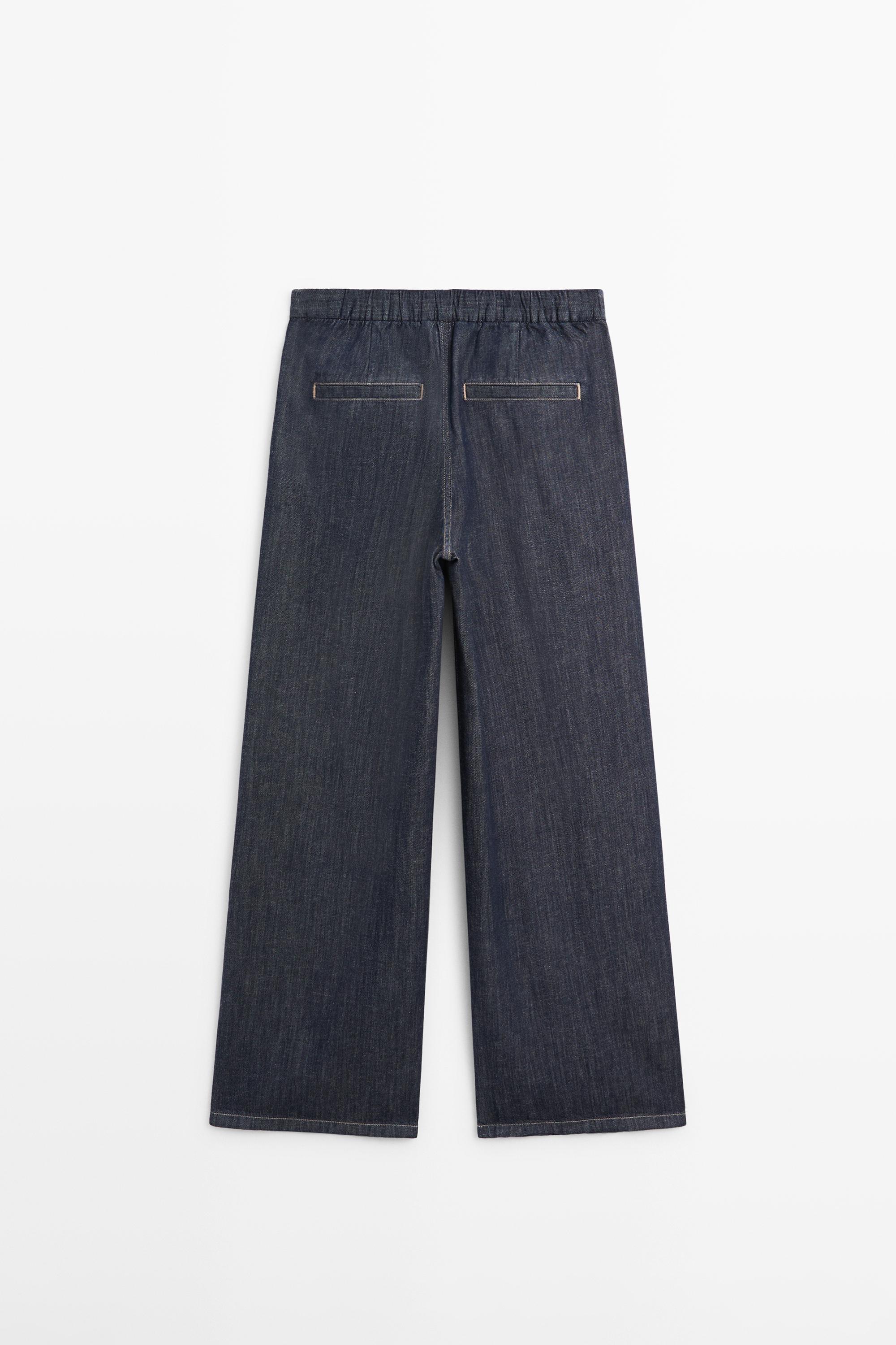Cotton blend pleated semi-jogger pants